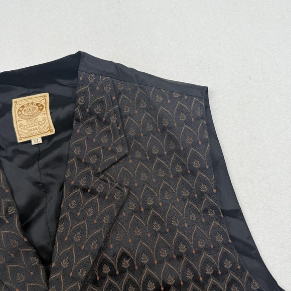 Wah Maker Vest Mens XL Black Gold Jacquard Western Victorian Waistcoat Frontier - Picture 3 of 7